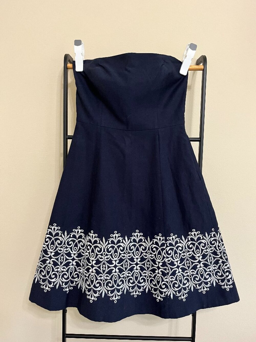 NWT LOFT Strapless Scroll Embroidered two way A-line Coquette Party Dress Size 4 - Picture 2 of 13
